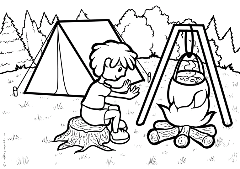 Plansa de colorat cu Camping 20 13